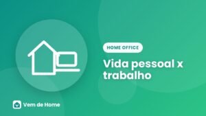 Ilustração de uma casa dividida entre trabalho e descanso