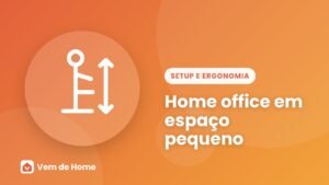 Ilustração de um canto de sala com mesa compacta e prateleiras